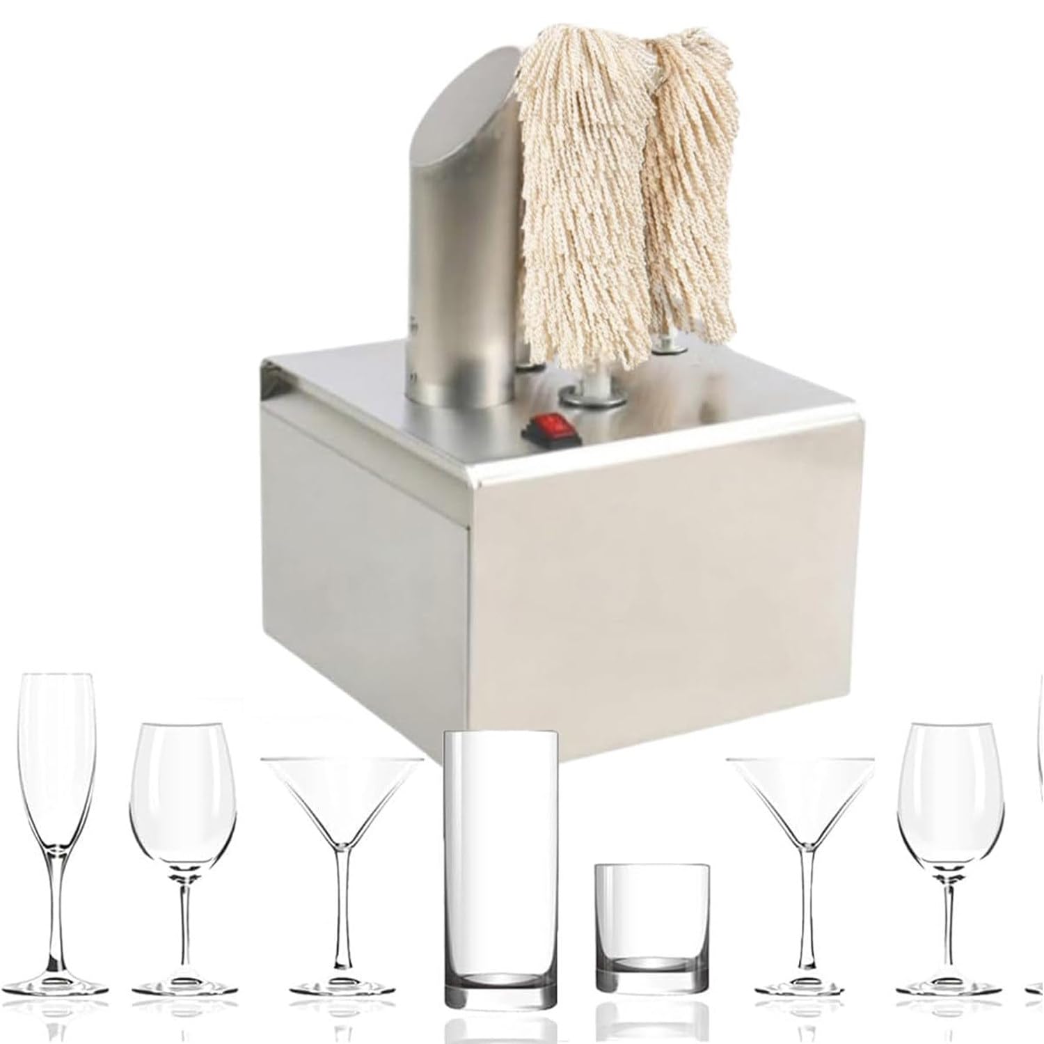 JKJZSALJ Commercial Glass Polishing Machine, Wine Glass Polisher Machine, Cloth Polisher Glass Polishing Machine, Electric Commercial Glass Polisher For Champagne Glasses, Beer Cups, H,3Head