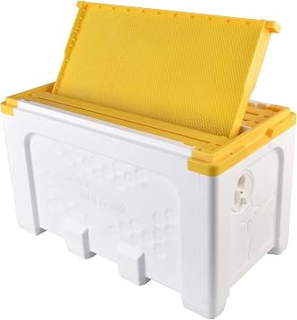 6-Frame Langstroth Beehive kit with 6pcs Seamless & Pre-Carved Honeycomb Plastic Frames| All-in-one Queen Mating Nuc Box,Yard Swarm Trap Box(Pre-Assembled)