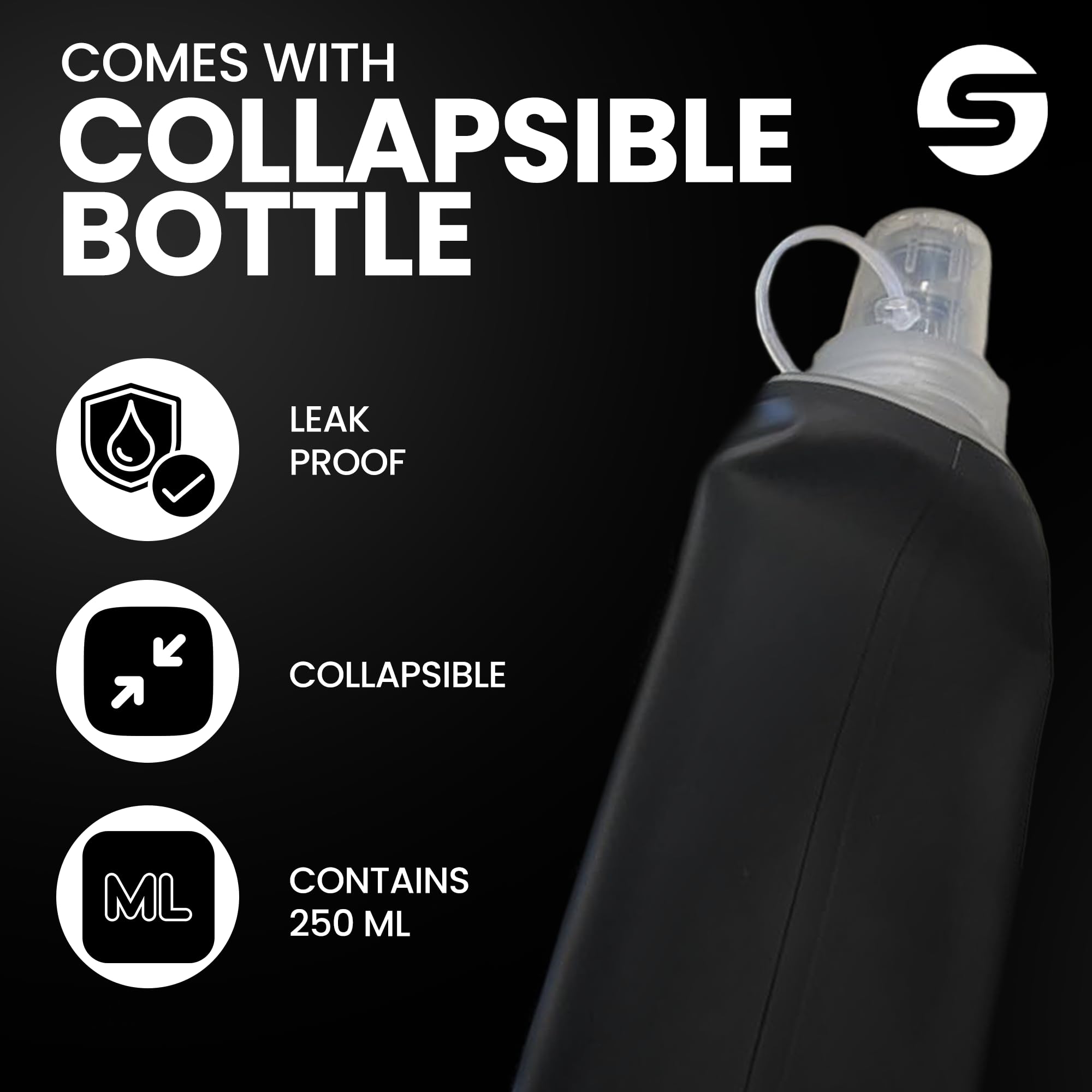 Bolsa de pecho para correr para hombres y mujeres con botella de agua plegable, resistente al agua, ajustable, con parte trasera reflectante para ciclismo, senderismo, entrenamientos, con soporte para