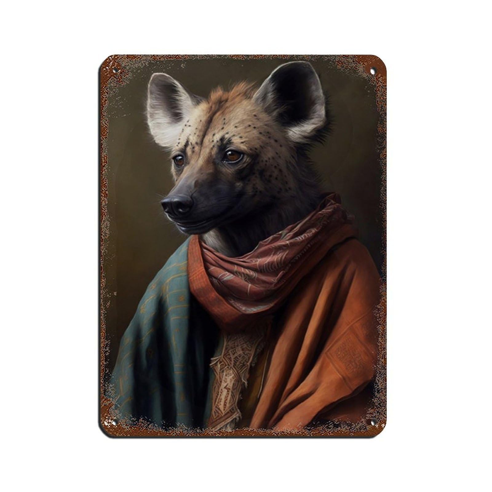 Hyena Vintage Poster Tin Sign Vintage Metal Pub Club Cafe Bar Home Wall Art Decoration Poster Retro 12x16inch(30x40cm)