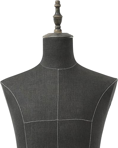 Miniatura 6 de Torso de maniquí masculino con soporte de madera, altura ajustable de 59-71 pulgadas, forma de vestido para exhibición de trajes, costura y
