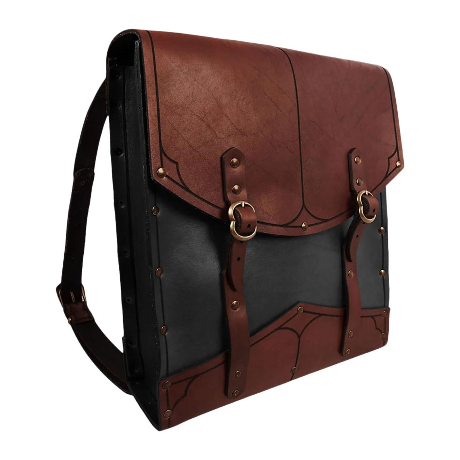 Vintage Style Backpack Adjustable Strap Rucksack for Business Party Shopping Black Brown-image-48