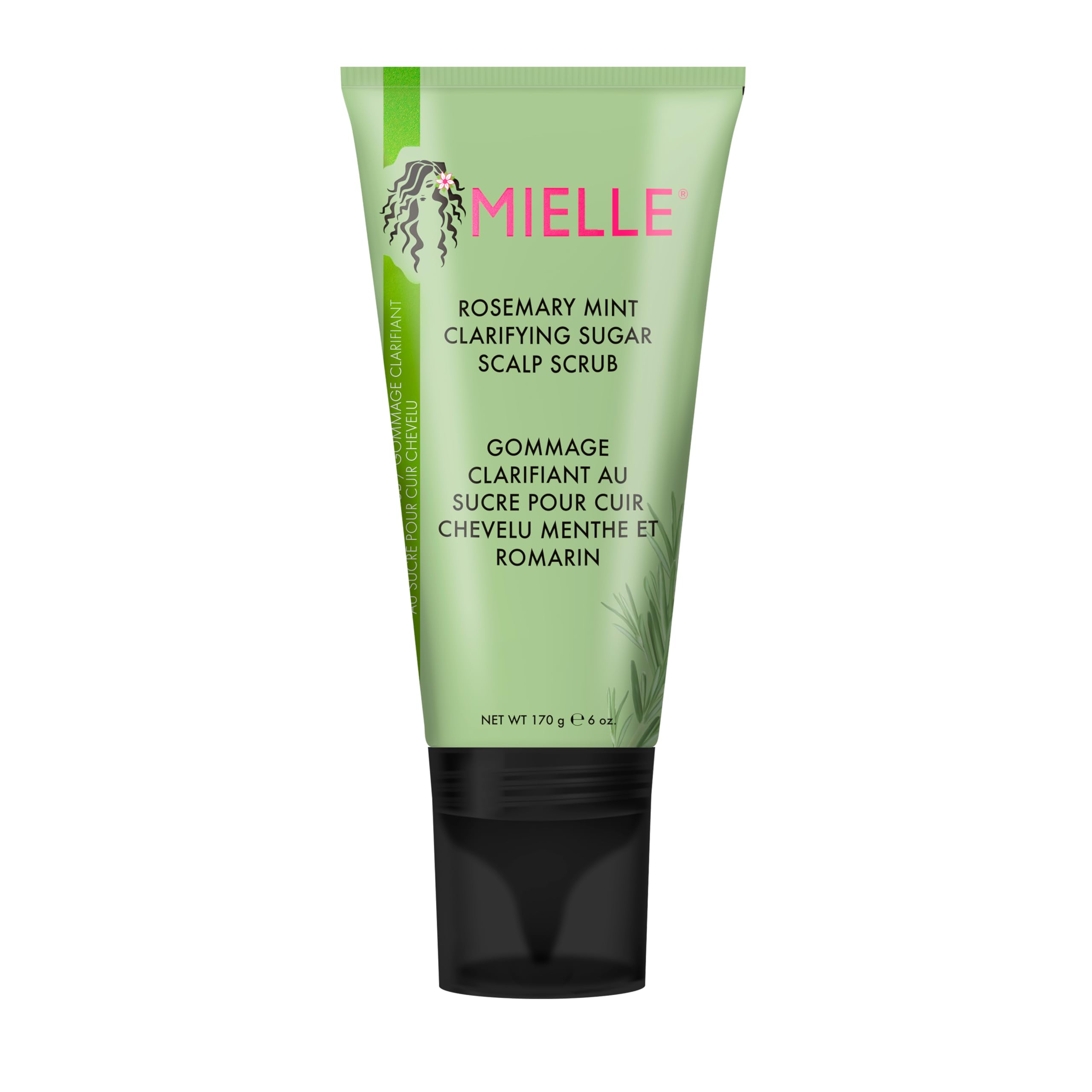 Mielle Rosemary & Mint Sugar Exfoliating Scalp Scrub - Gentle Pre-Shampoo Dry Scalp Treatment for Oil & Product Buildup - Biotin Infused Non-Drying, Moisturising Formula, 170 g
