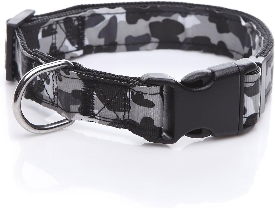 TAIDA Dog Collar, Nylon Camouflage Adjustable Collar, 1 Inch Wide, for Large Medium Dog (Black)