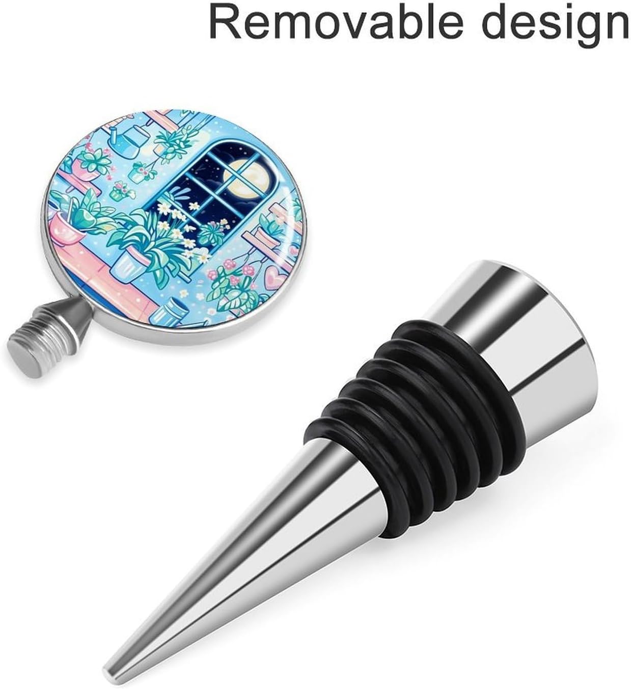 Aesthetic Botanical Decorative Wine Stopper Reusable Wine Bottle Stopper Metal Beverage Bottle Toppers for Champagne, Liquor & Oil Bottles Wedding Christmas Party Bar Decor