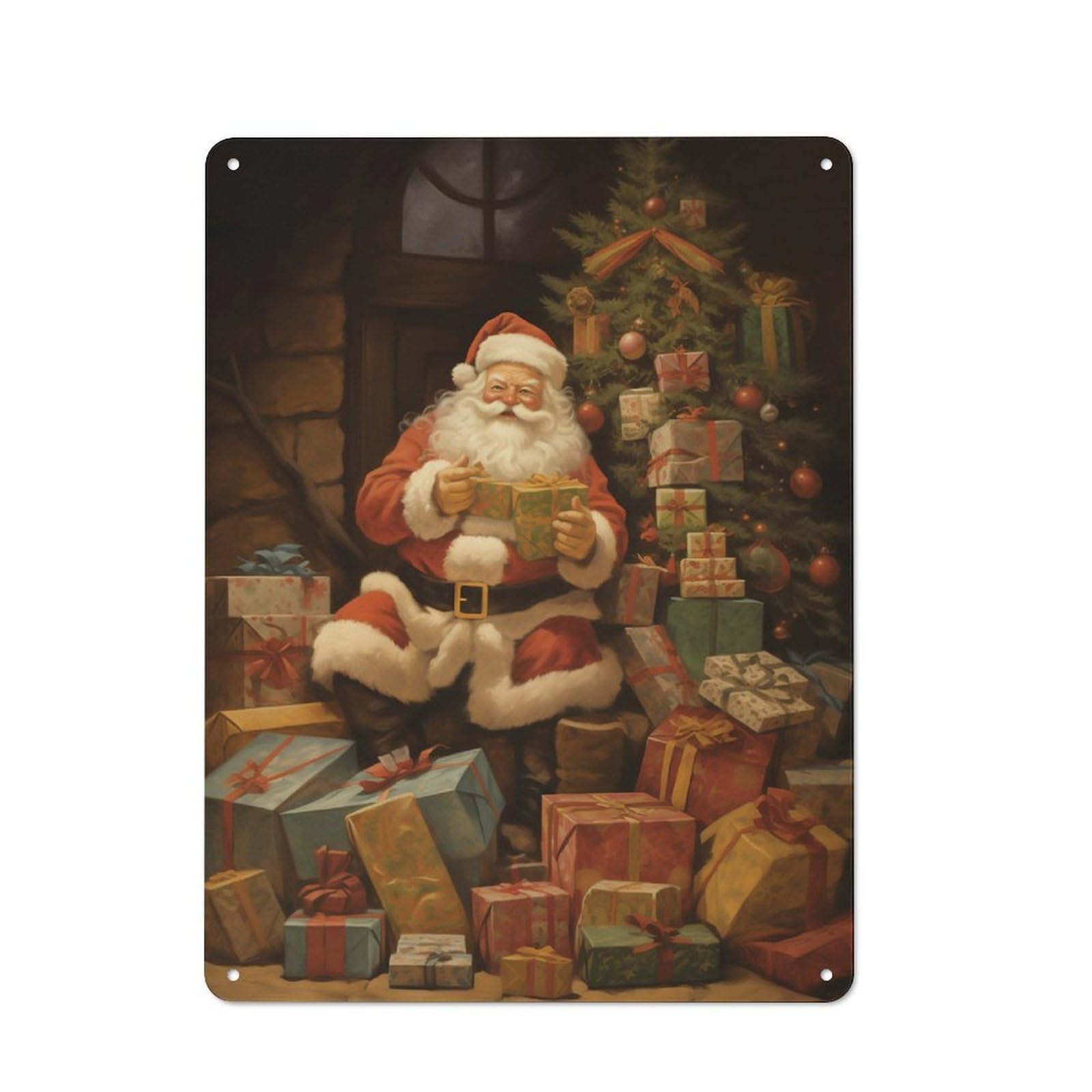 Junmoney Vintage Santa Claus Tin Wall Plaque 40X30cm With For Hobby Room Or Studio, For Metal Sign Collectors, For Kitchen And Home Bar Decor