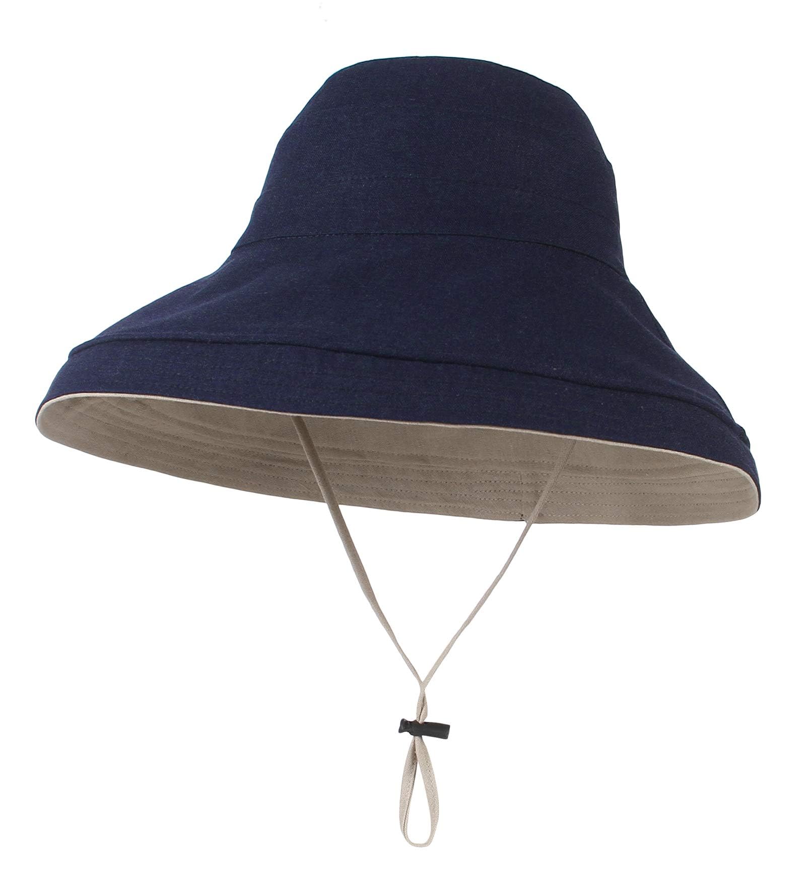 GEMVIE Sombrero de Sol Pescador para Mujer Verano Playa ala Ancha Grande Reversible Gorras de Pesca,Protector del Sol Unisex