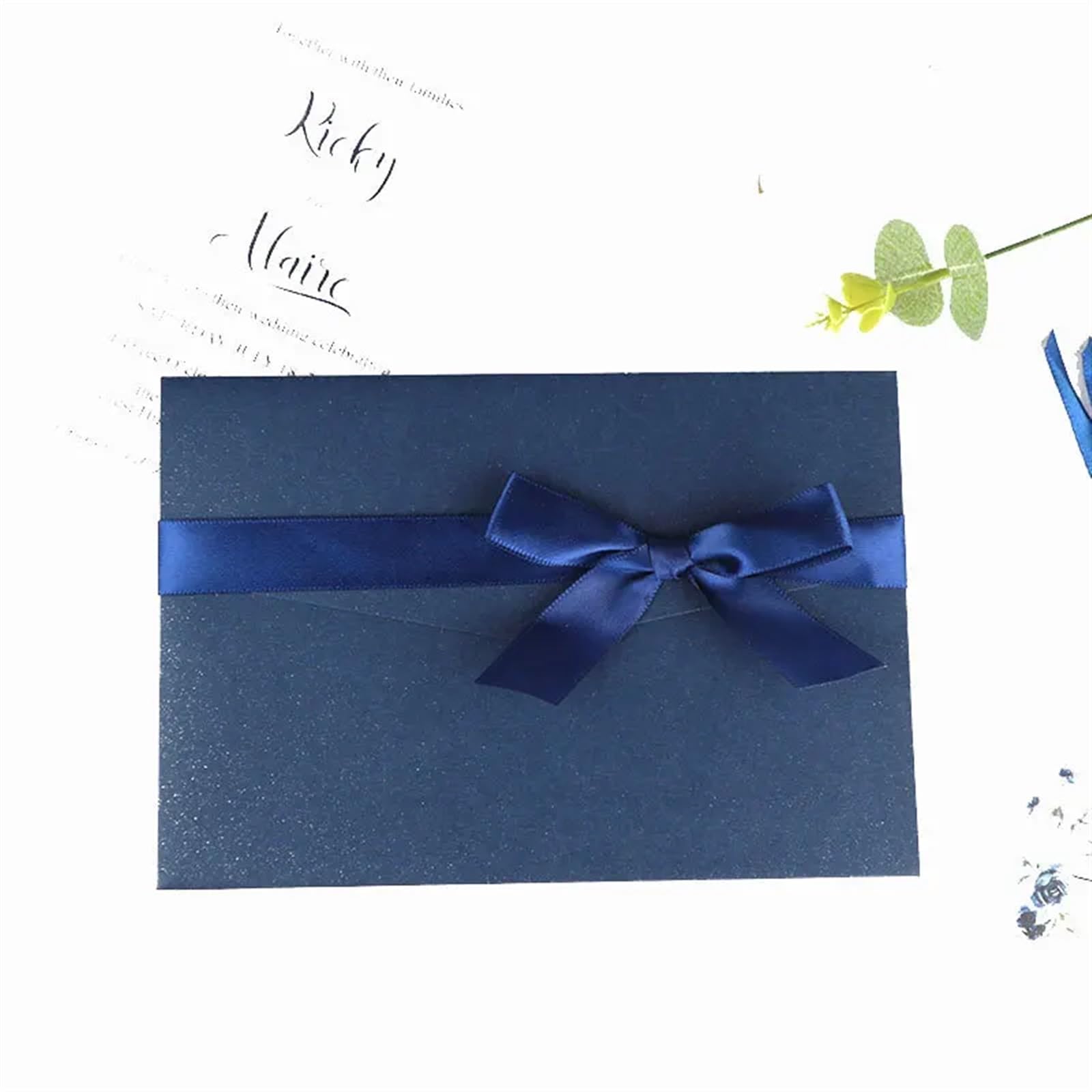 Einladungskarten Hochzeit 50 Stück Bedruckte rote Hochzeitseinladungskarten, dreifach gefaltete Taschen, Verlobungs- und Heiratskarten(Deep Blue,Bowknot)