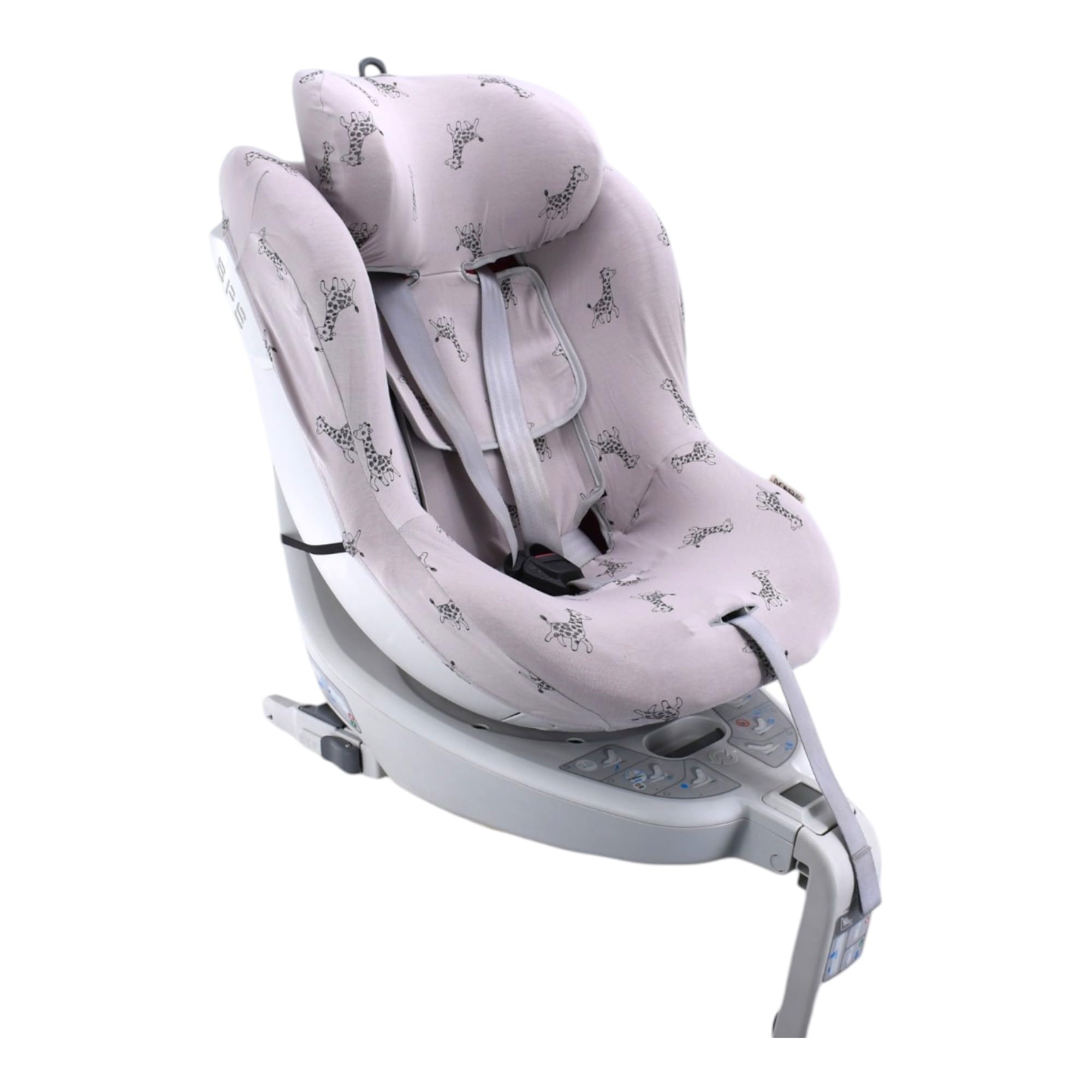 JYOKO Kids Funda para Silla De Coche Compatible con Avionaut Sky Y Be Cool Nado O3 | Algodón Orgánico Transpirable | Confort Suave para Viajar (Estampado Giraffe)