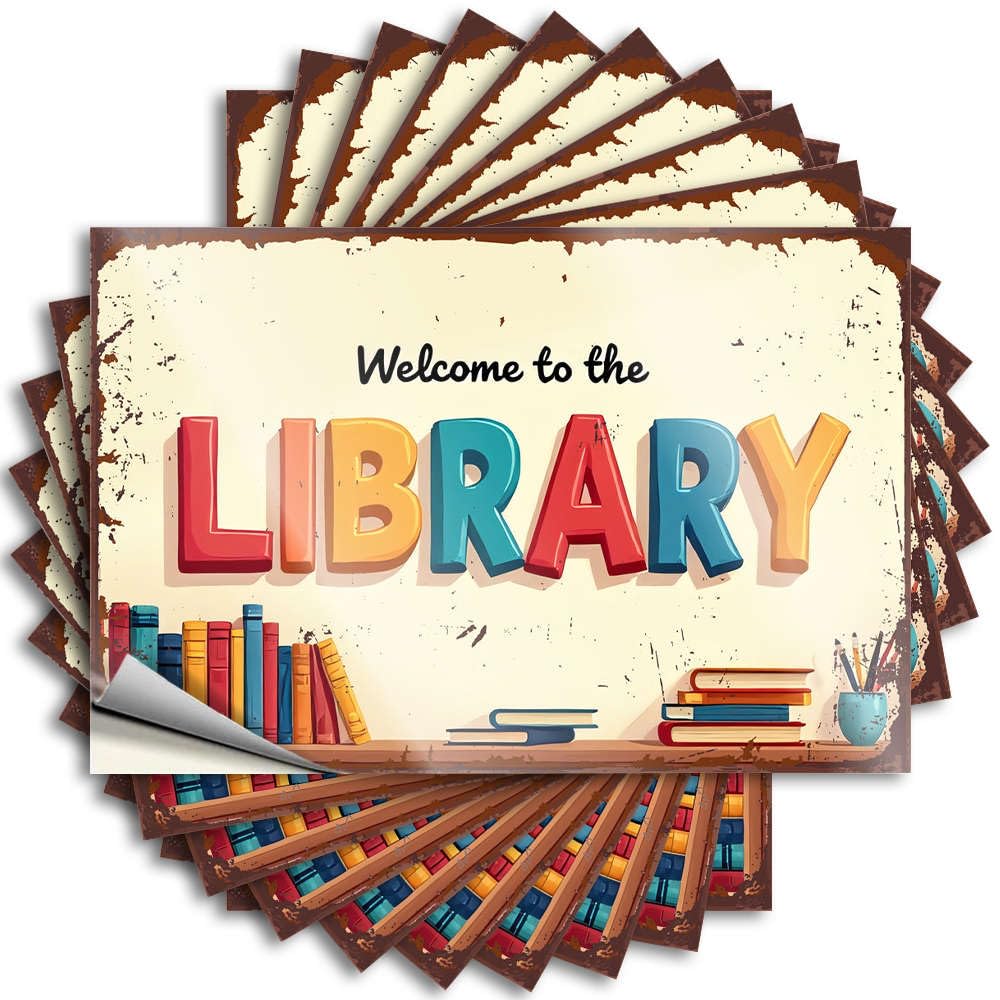 Smiley Face, Sticker Wall Welcome to The Library | Christmas Playroom Decor(8X12CM)