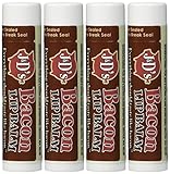 J&Dβs Bacon Flavored Lip Balm β Moisturizing lip balm with Savory Bacon Scent & Taste β Fun Gag Gift for Bacon Lovers, Stocking Stuffer, or Novelty Gift Idea Pack of 4