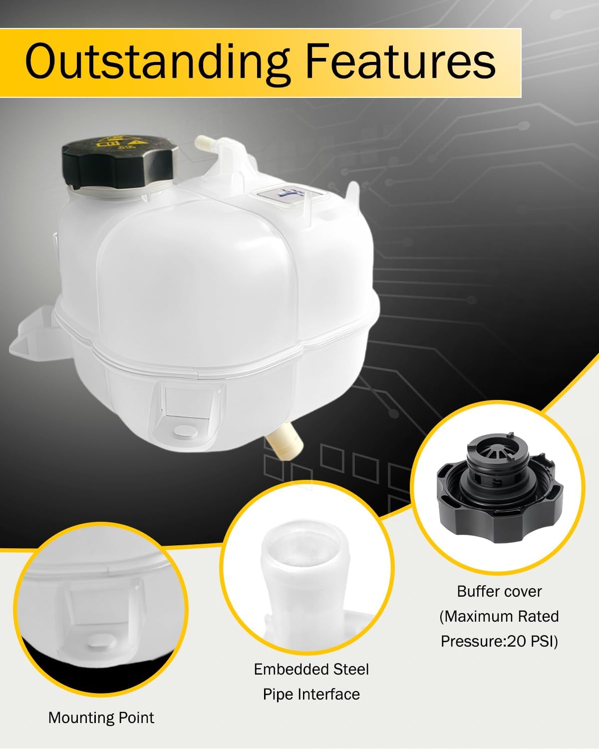 603-838 Coolant Reservoir Tank Compatible with Chrysler 200 2015-2017, 68096261AA Engine Water Reservoir Tank with Lid Replacement for Jeep Cherokee 2014-2018