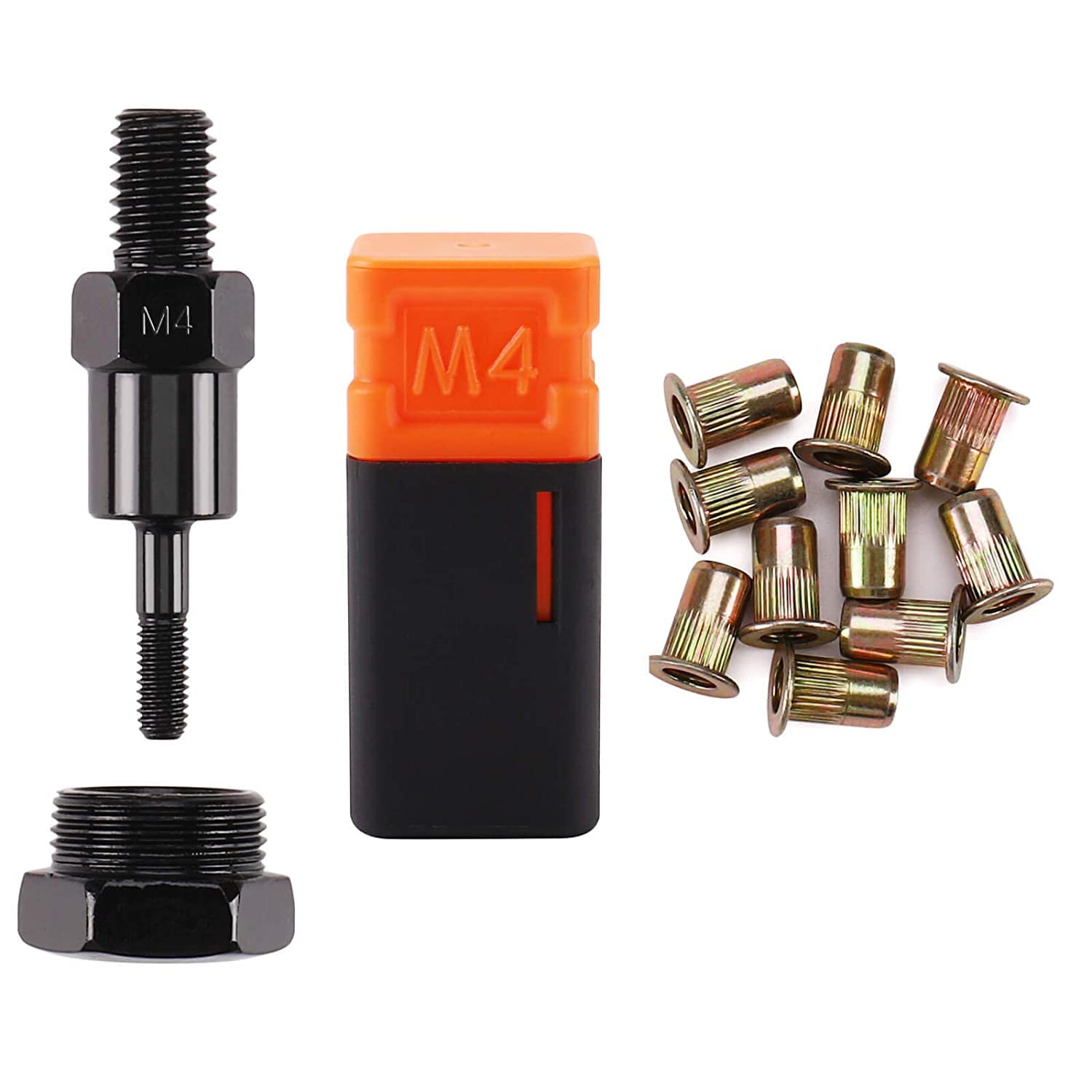 Amjoy Rivet Nut Tool Mandrel M4 and 10 Rivet Nuts, Rivet Tool Set Spare Part, Nutsert Tool