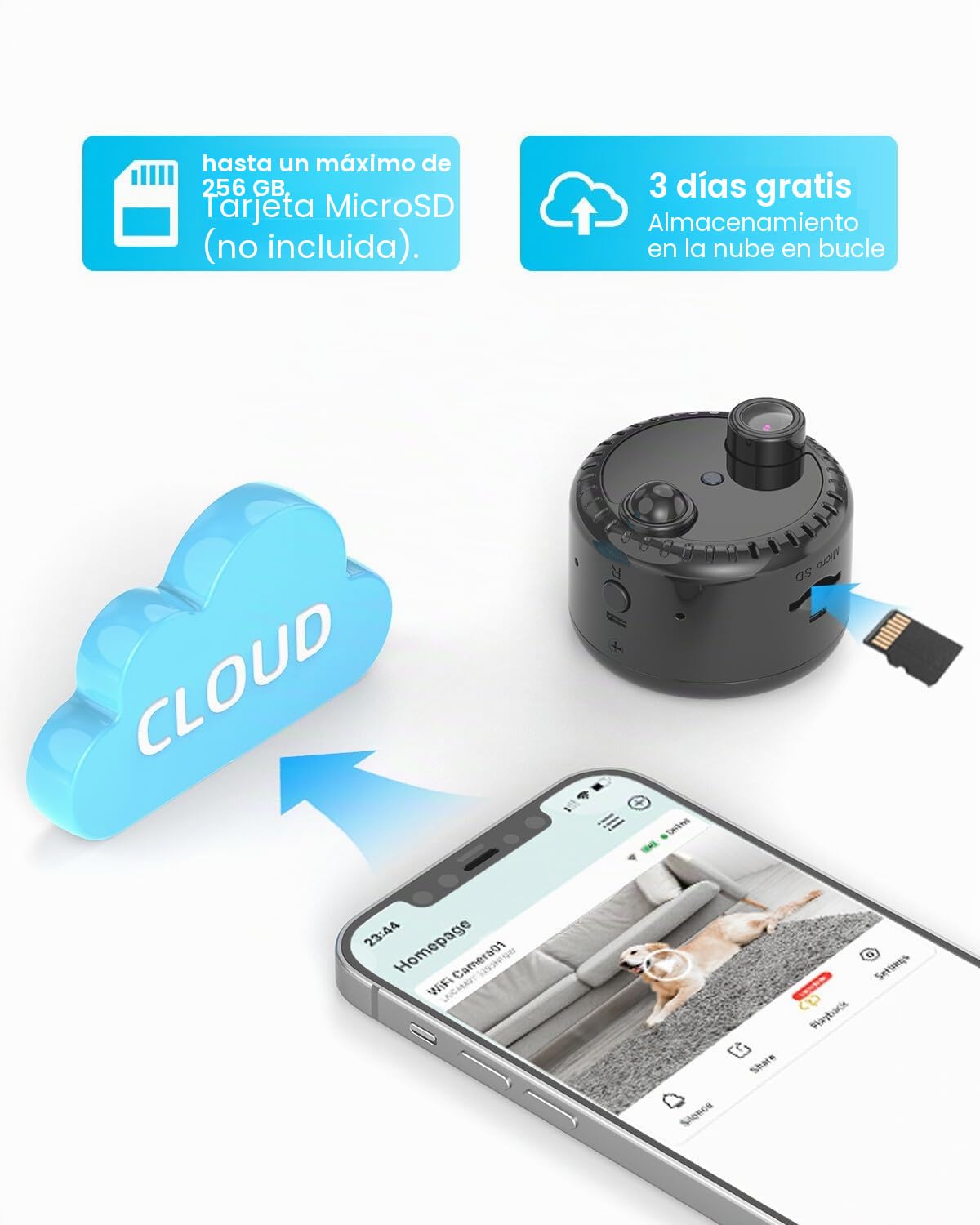 VIDCASTIVE Mini cámara oculta espía 4K inalámbrica WiFi pequeña cámara de niñera portátil interior secreta minúscula cámaras de seguridad de video con 100 días de duración de la batería en espera,