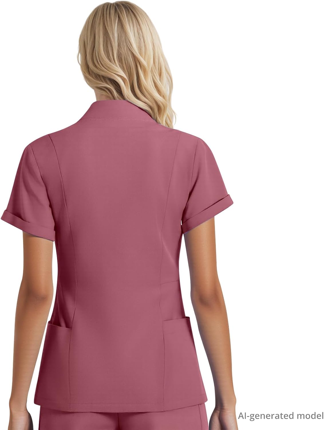 Women's Collared V-Neck Scrub Top, Short Sleeve Stretch Medical Uniform