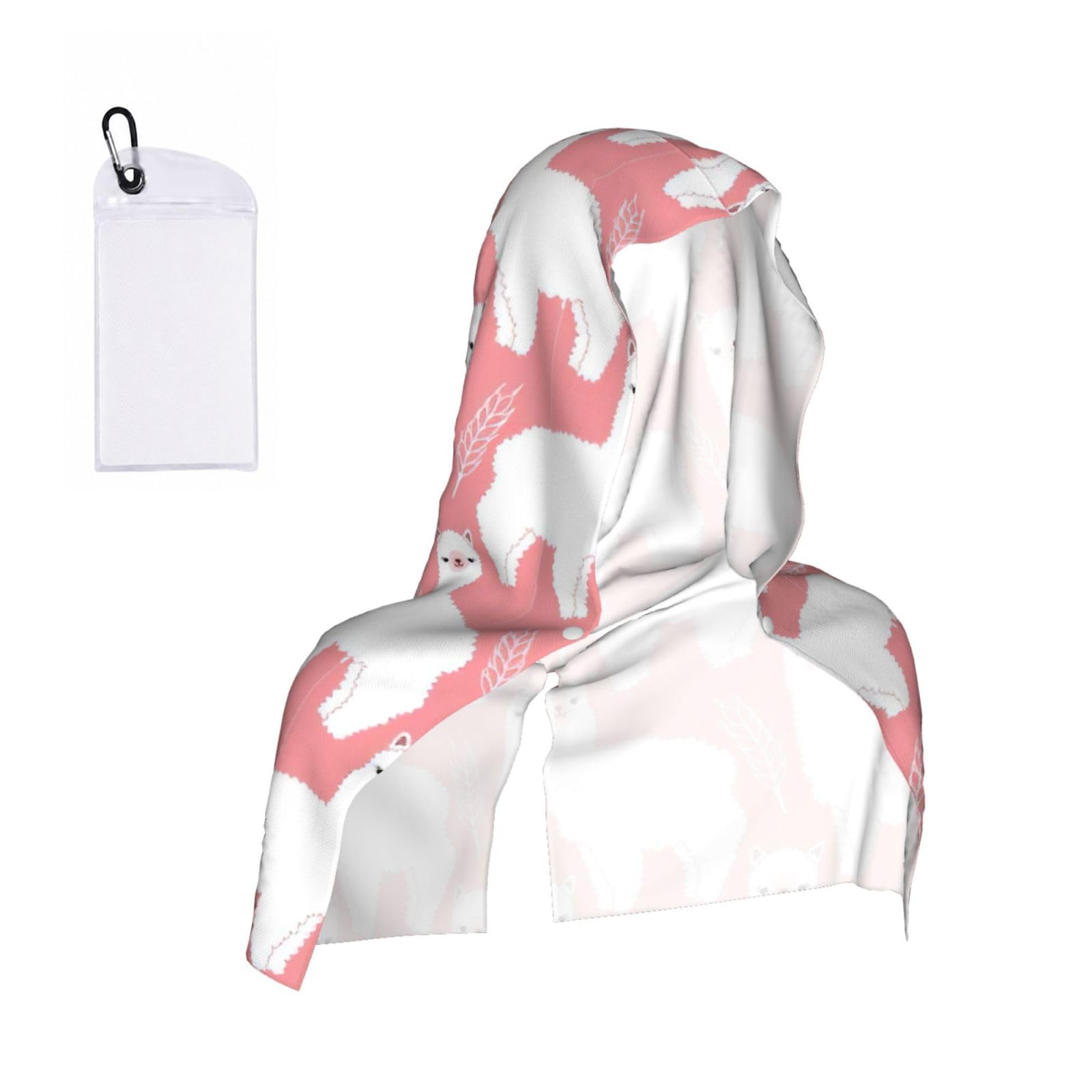DUWAA Alpaca Llama Print Reusable Hoodie Cooling Neck Wrap, Hot Weather Outdoor Sports Workout Head Towel For Stay Chill