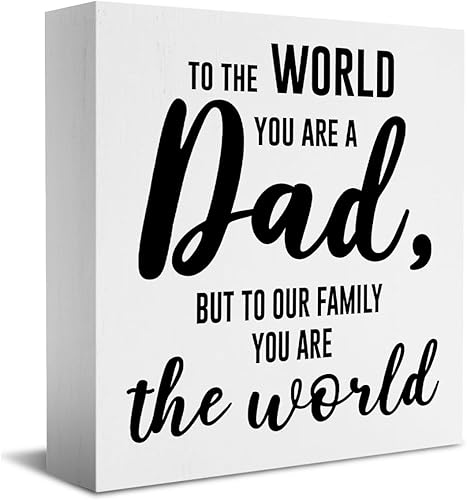 Regalos para papá para el Día del Padre, regalos de cumpleaños, decoración de escritorio, caja de madera, letrero de madera rústica, caja de placa,