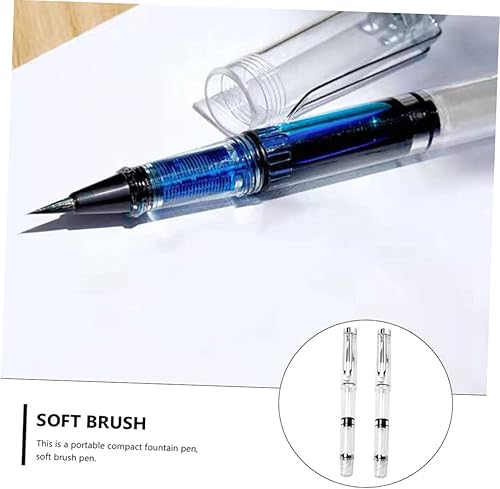 Miniatura 9 de EXCEART Pluma de pincel recargable 6 unids pluma estilográfica cepillo pistón llenado pluma estilográfica pluma agua cepillo plumas caligrafía