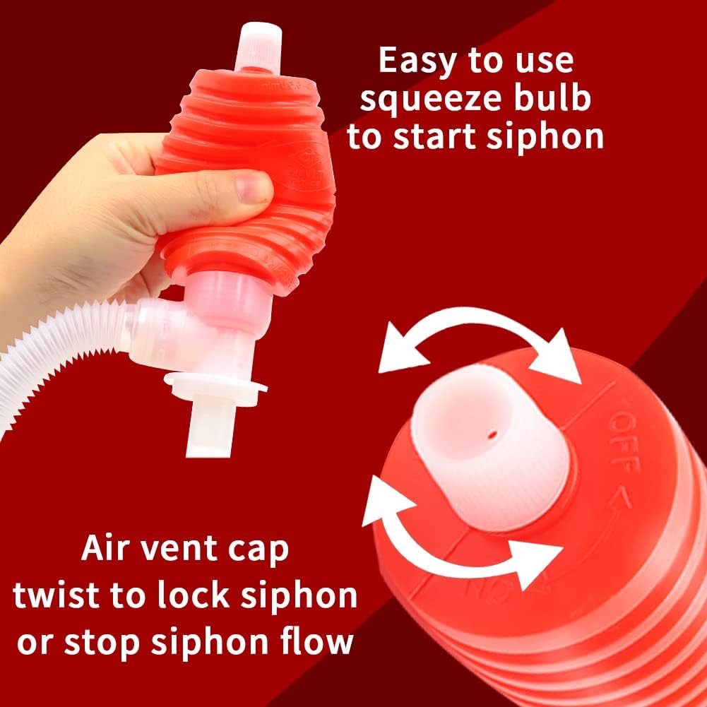 Tezam Siphon Manual Hand Liquid Transfer Pump for Light Oils, Kerosene, or Water Based Chemicals 2 Pcs