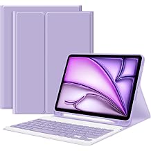 GOKOCO Keyboard case for iPad Air 11" M3 2025/Air 6th 11" M2 2024,iPad Air 5th/4th Gen 10.9" 2022,Detachable Bluetooth Keyboard Cover with Pencil Holder,Auto Sleep-Purple