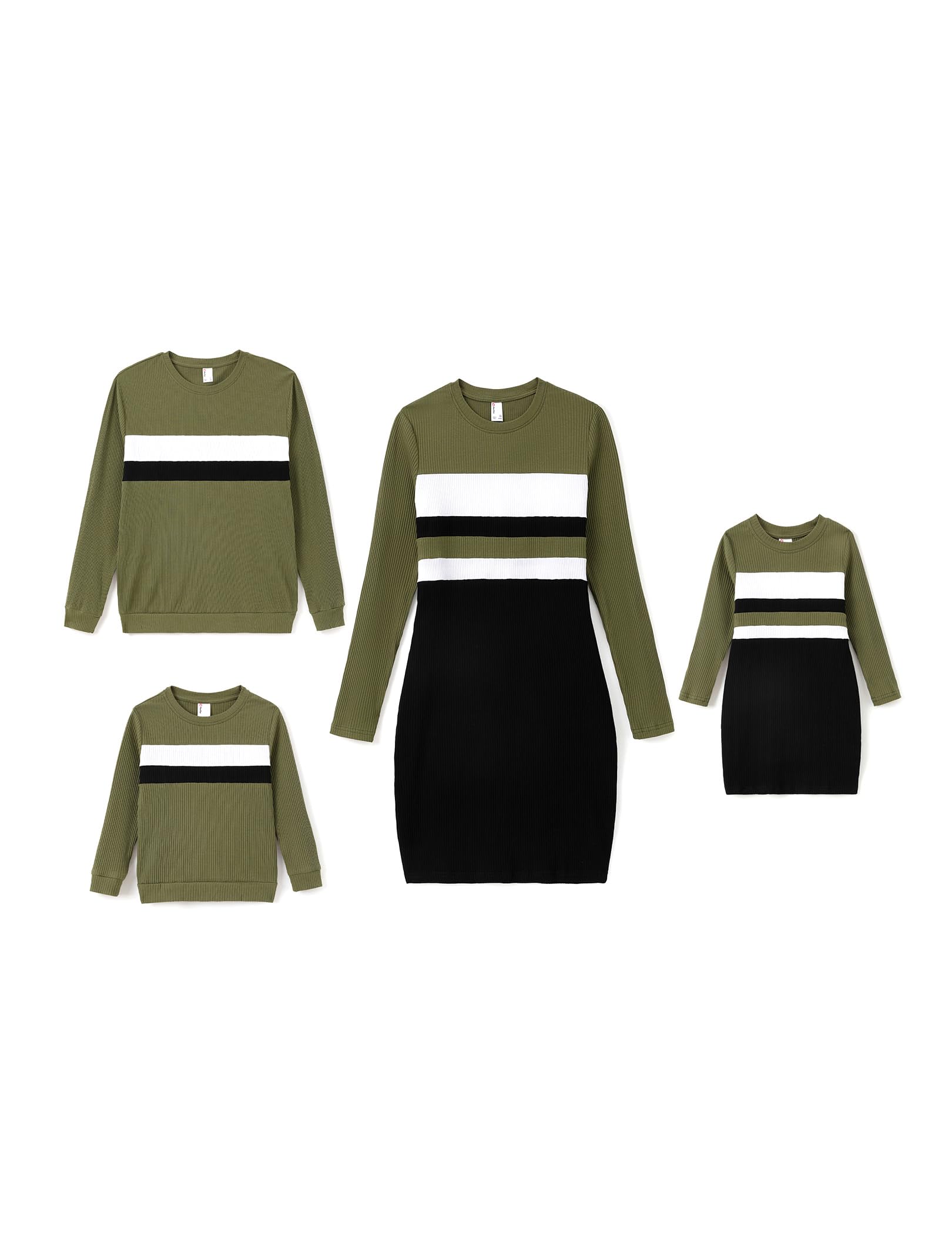 PATPAT Family Matching Outfits Fall Winter Cotton Long Sleeve Bodycon Dresses and Sweatshirts Tops Sets