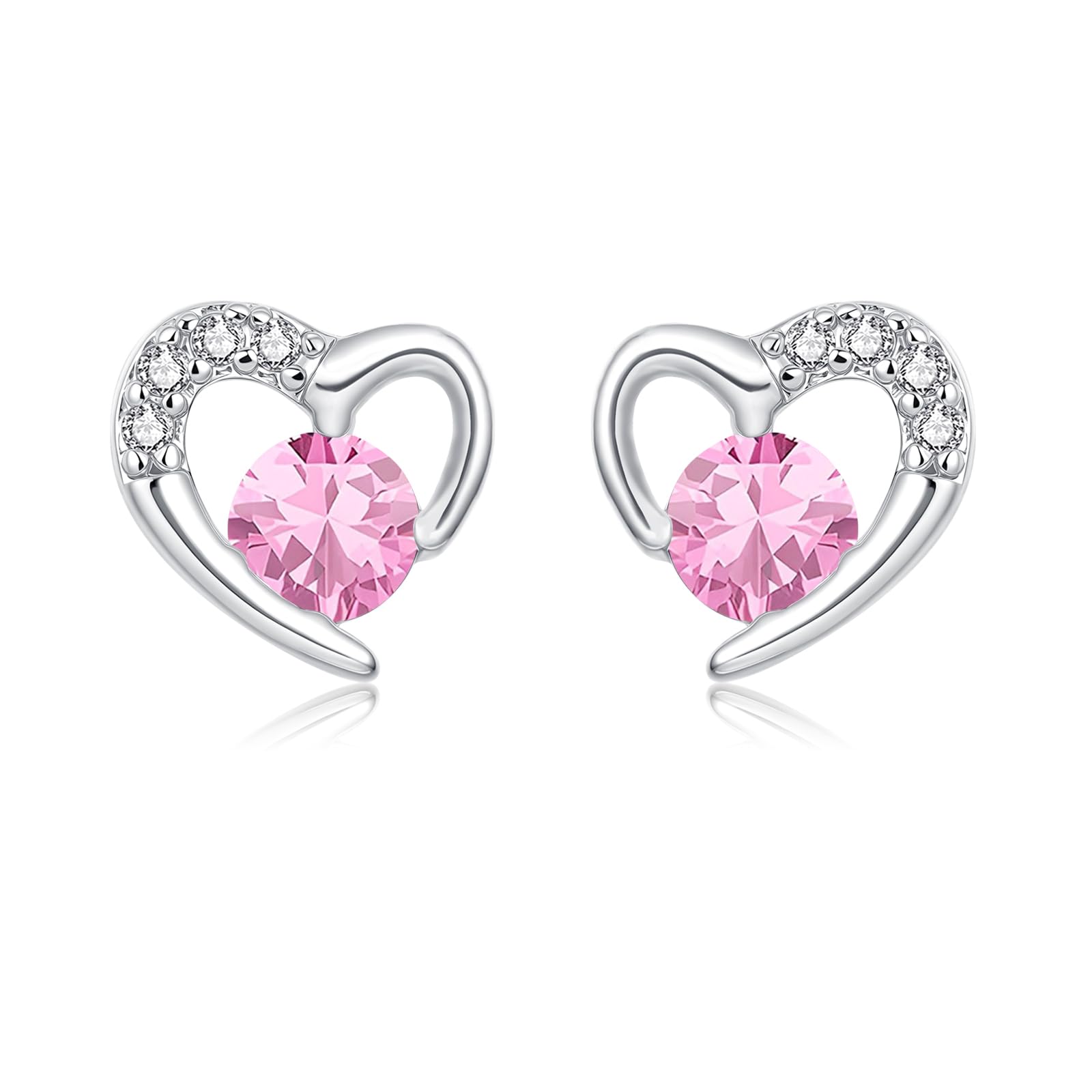 Glintara Ohrstecker Silber 925 Mädchen - Herz Ohrstecker mit Funkelnde Cubic Zirkonia, Love Ohrringe Silber 925 Stecker Klein 10mm, Hypoallergen Ohrringe Stecker Mädchen Kinder Prinzessin Ohrschmuck