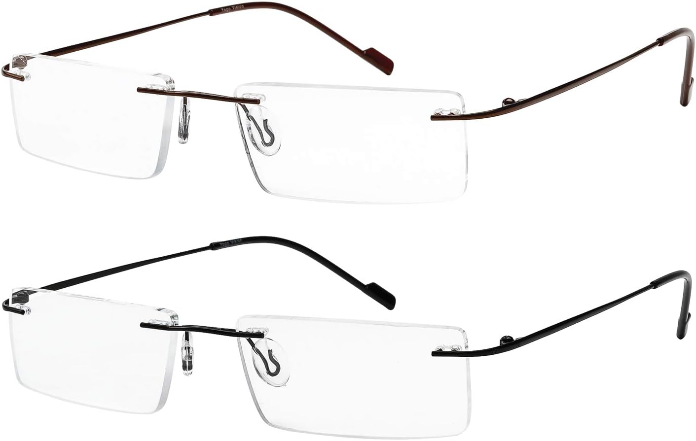 Success Eyewear Reading Glasses 2 Pair Rimless Ultra Lightweight Readers for Men and Women