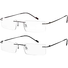 Success Eyewear Reading Glasses 2 Pair Rimless Ultra Lightweight Readers for Men and Women