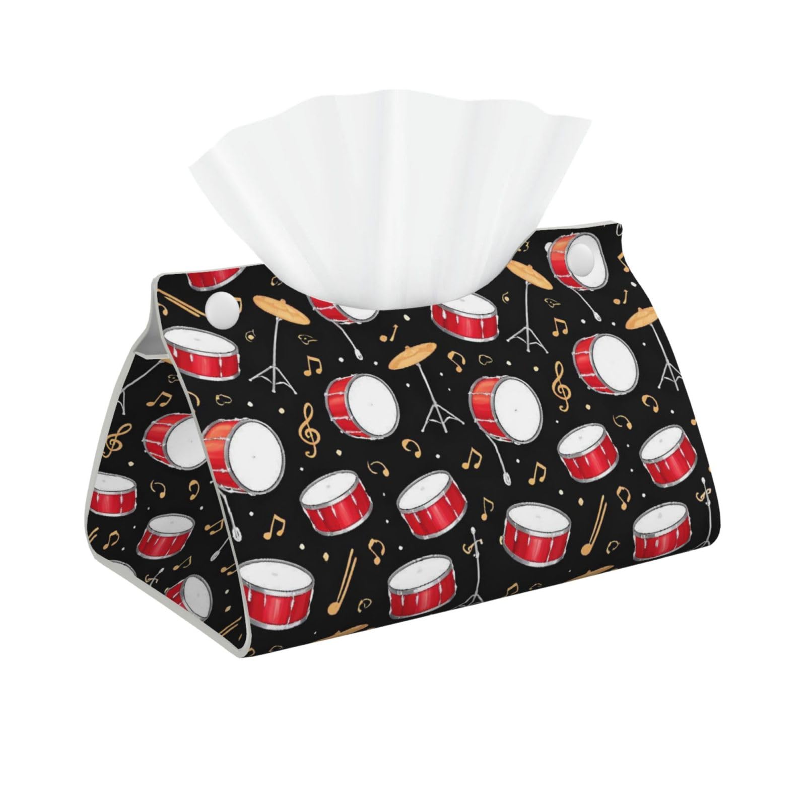 Black Drum Kit Long Tissue Box Cover Holder Home Decor Aesthetic 7.87'' x 5.12'' x 0.98''