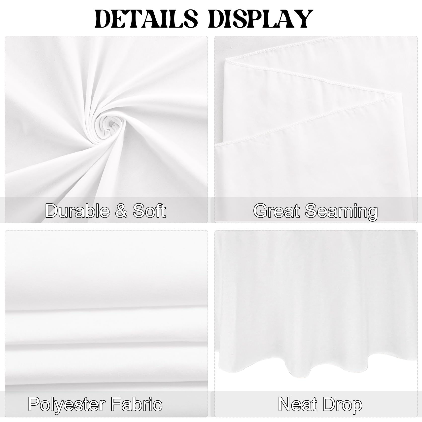Paquete de 4 manteles redondos de poliéster de 108 pulgadas, manteles blancos para mesas redondas, manteles de tela lavables para bodas, mesas de comedor, bufé, fiestas, banquetes (blanco)