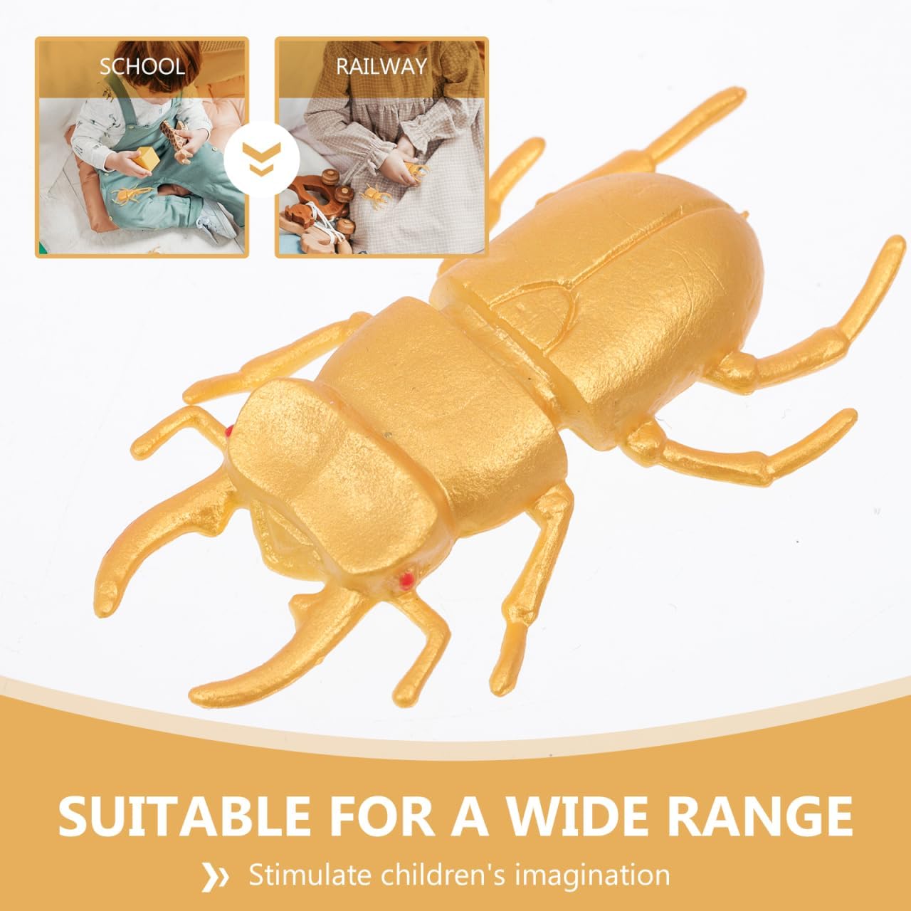 Totority Golden Rhinoceros Beetle Model 15pcs Golden Beetle Model Toys Fake Plastic Insect Lifelike Insects Joke Prank Scary Trick Funny Prafor Kids & Collectors, Educational Nature Learning