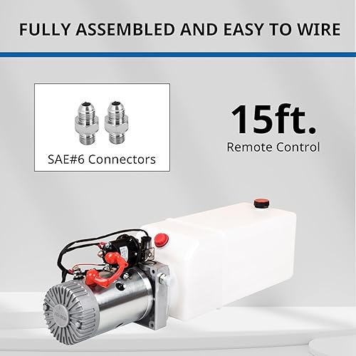 Miniatura 3 de LCyindu Bomba hidráulica de 8 cuartos de galón Unidad de potencia hidráulica DC 12V DC Bomba hidráulica de efecto único Depósito de plástico para