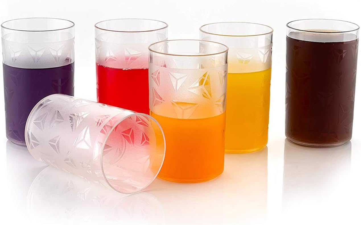 Foxy Plastic Diamond Design Unbreakable Stylish Transparent Water Glass/Juice Glass/Beer Glass/Wine Glass Plastic Glass Set 300 Ml,(Pack of 6)
