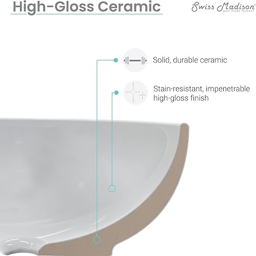 Miniatura 7 de Swiss Madison Well Made Forever SM-WS326 Château 30" grifo lateral izquierdo montaje en pared fregadero de baño, blanco brillante