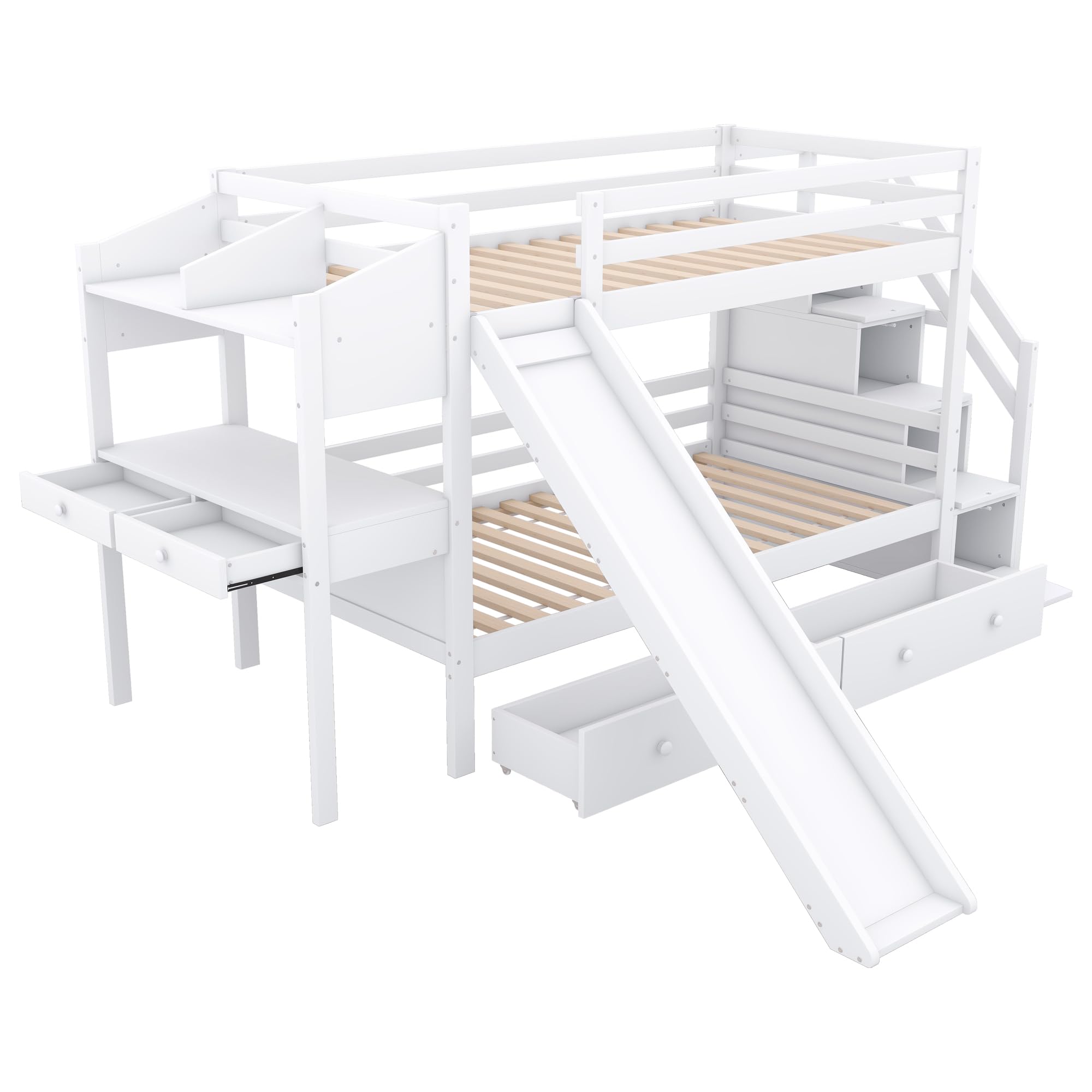 Dolamaní Hochbett 90x200 Cm Mit Kleiderschrank - Weißes Etagenbett Mit Stauraum