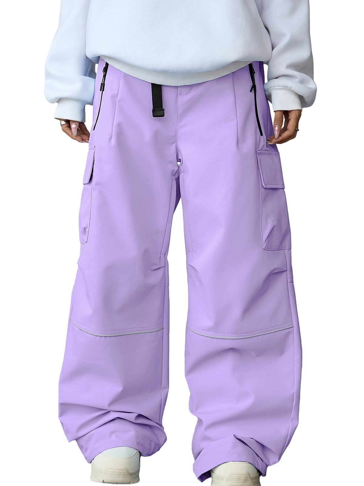 HOTIAN Pantalones de esquí para mujer impermeables cortaviento forrados cálidos softshell extraíbles cargo snowboard