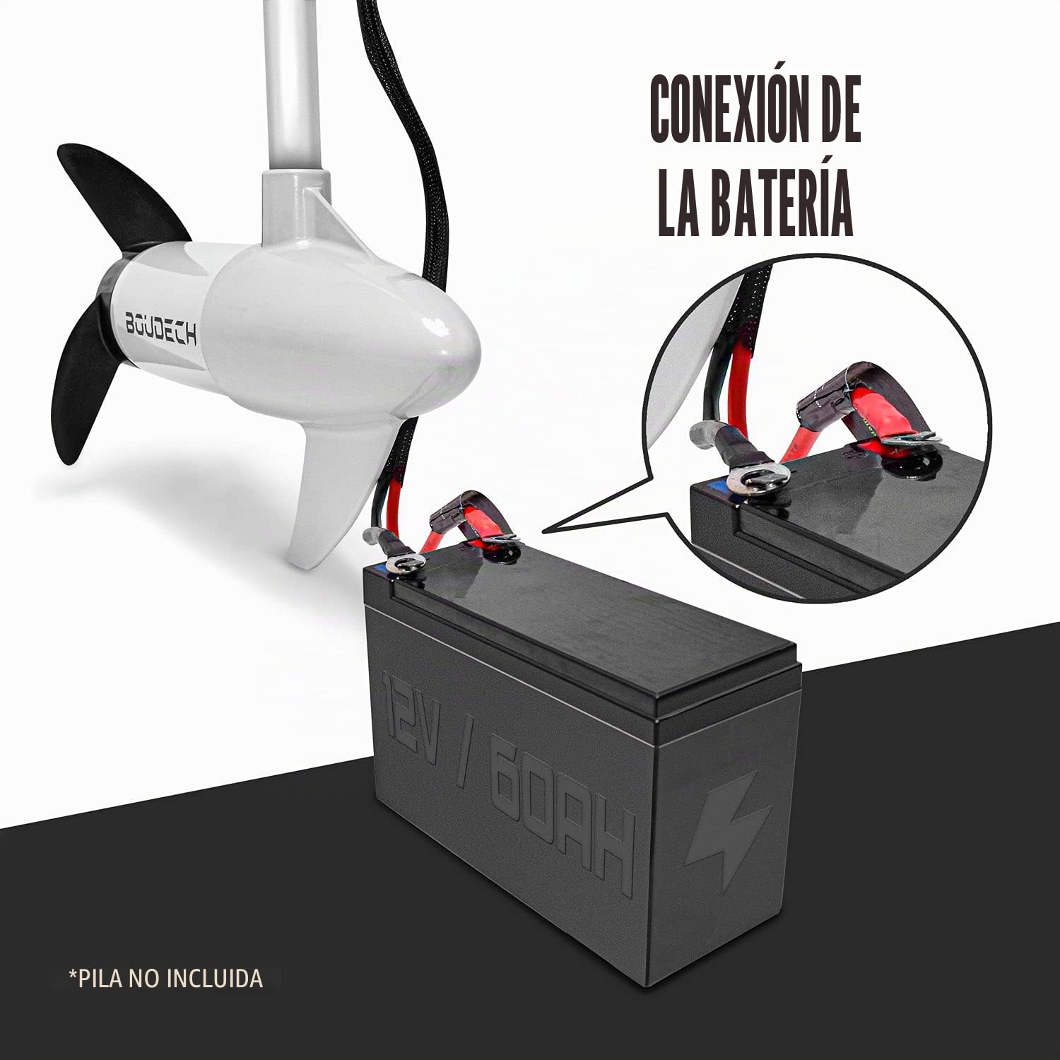 Motor eléctrico 62 libras fuera de borda para el bote con de hélice de tres palas blanco