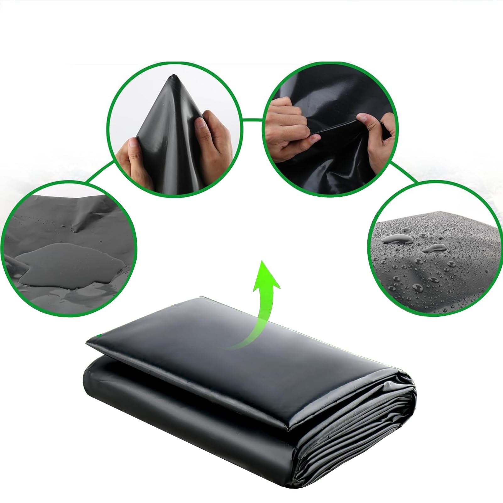 EPDM - Rivestimento impermeabile per laghetto da 0,2 mm, in HDPE, per giardino, cascata, pieghevole, rinforzato, dimensioni: 2 x 2 m, perfetto per piante acquatiche e pesci