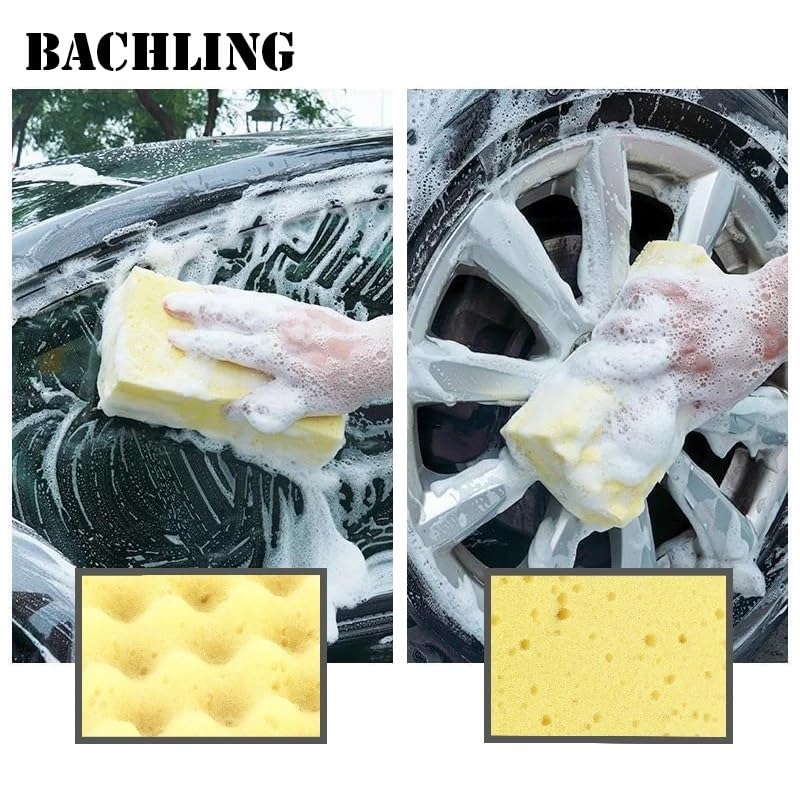 Esponja Suave for Limpieza de Autos, eficaz tecnología de Microfibra, fregador Seguro for Pintar y detallar Superficies de vehículos.(Yellow Large)