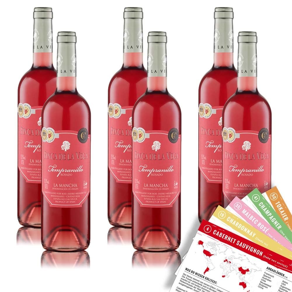 Finca de la Vega Rosado Tempranillo, trocken, sortenreines Weinpaket + VINOX Winecards (6x0,75l)