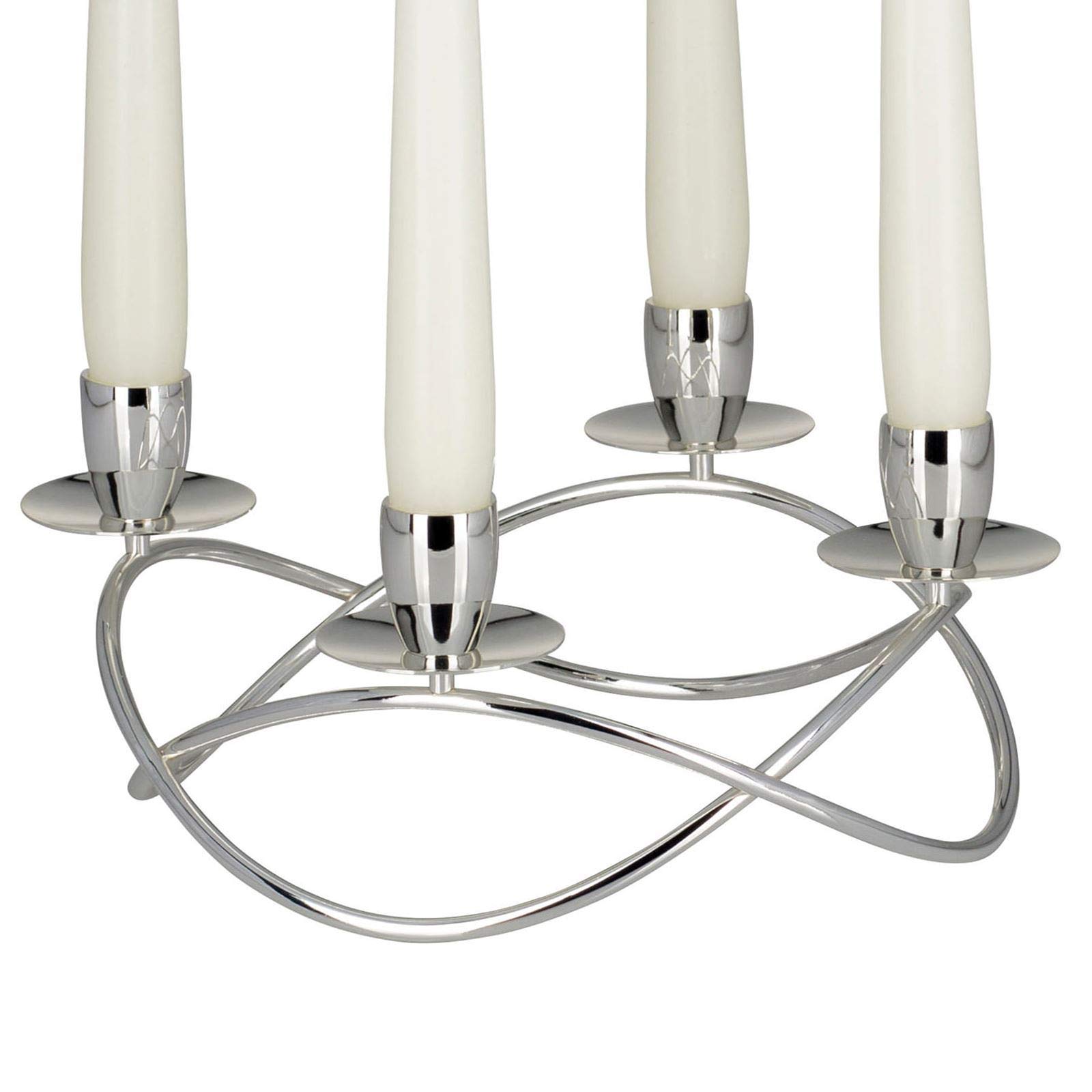 versilberter Kerzenleuchter 10.8 cm - Kleiner 4 Armiger Kerzenhalter für Stabkerzen - dekorativer silberner 4-flammiger Kerzenständer ideal als Tischdeko und zu besonderen Anlässen