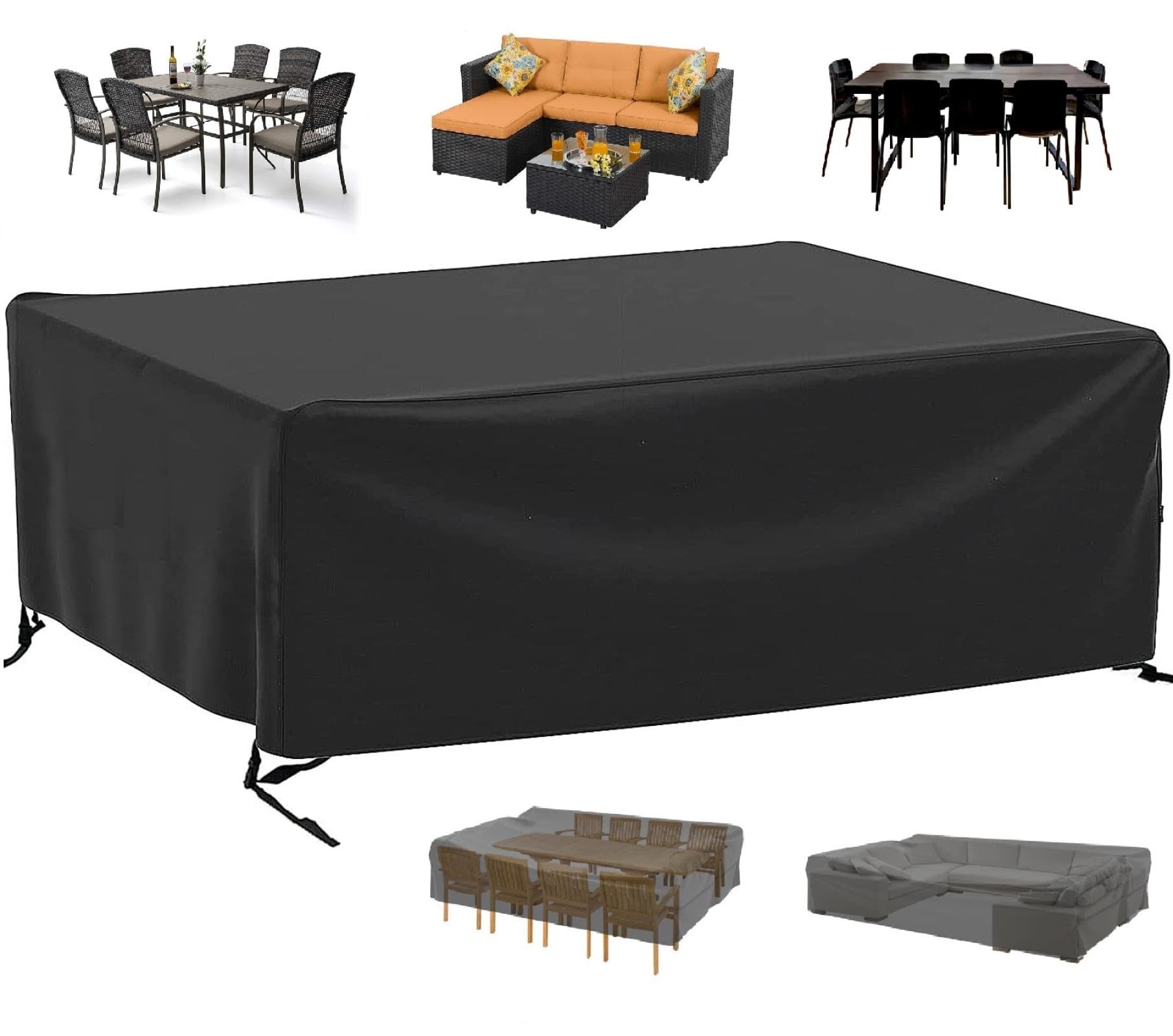 Cover for Garden Furniture Waterproof,245x110x90cm/LxWxH Patio Furniture Covers Waterproof With Hooks Heavy Duty 420d Oxford Garden Furniture Covers Anti-UV, Rip Proof Outdoor Rattan Furniture Cover