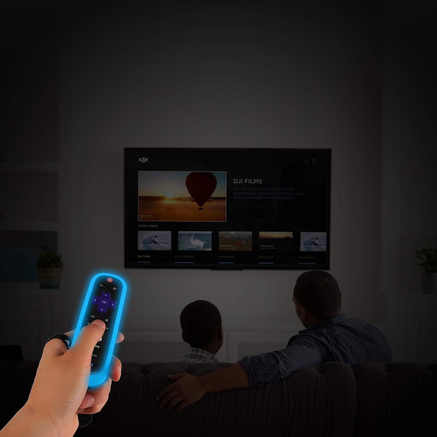 Limited [Nightglow Blue] Case for TCL Roku RC280 Remote, Akwox Light Weight [Anti Slip] Shock Proof Silicone Cover for Roku 3600R / 3500R (2014 Model) TV Remote [Lanyard Included]