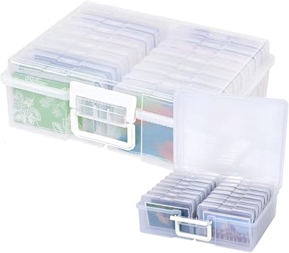 4x6 Photo Storage Box, 16 Inner Photo Keeper,Photo Organizers and Storage, Seed Storage Organizer,Clear Photo Boxes Storage Plastic Photo Organizer Box for Cards, Craft, Stamps,Stickers