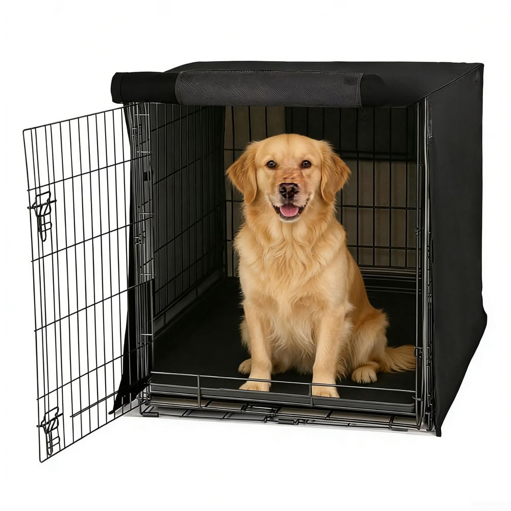 Funda impermeable para jaula de mascotas, protector de polvo Oxford 210D, resistente al viento, con malla enrollable para camping, viajes, patio (76 x 48 x 53 cm)