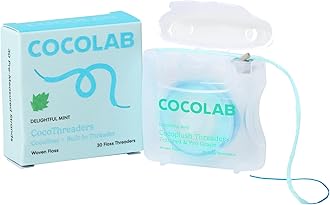 CocoPlush Threaders, Dental Floss for Implants, Bridges, and Braces, Mint, Waxed, Dentist-Designed Oral Care with Coconut Oil, 30 Per Pack