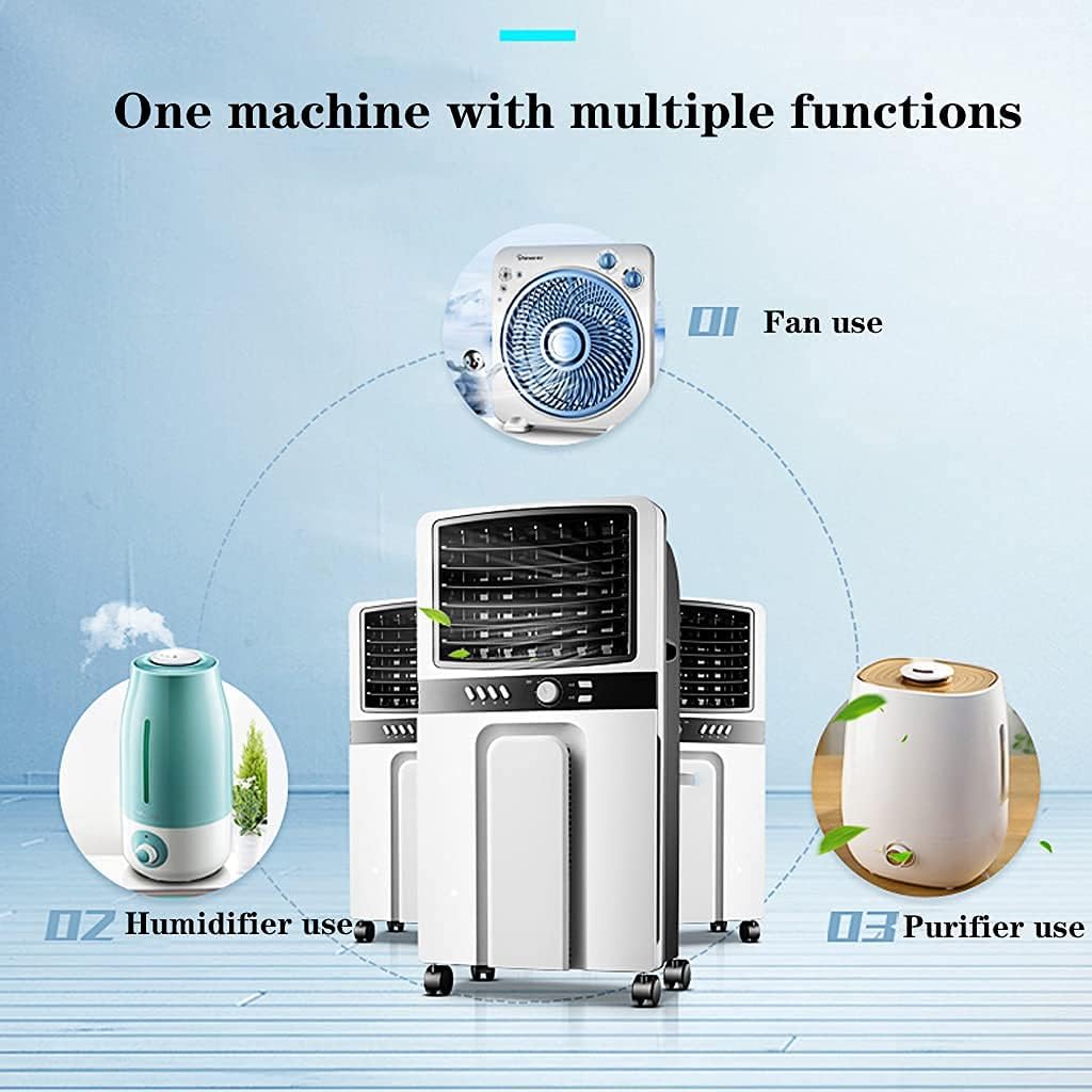 Evaporative Coolers Evaporative Air Cooler 3 in 1 Fan Humidifier Purifier with 3 Fans Speeds Mobile Air Cooling Fan Low Energy for Home Office Bedroom.