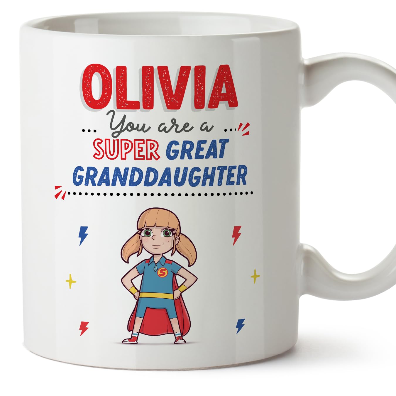 MUGFFINS Personalised Mug for Great Granddaughter - in English - You are Super! - Funny Custom Gift - Ceramic 11oz Mug