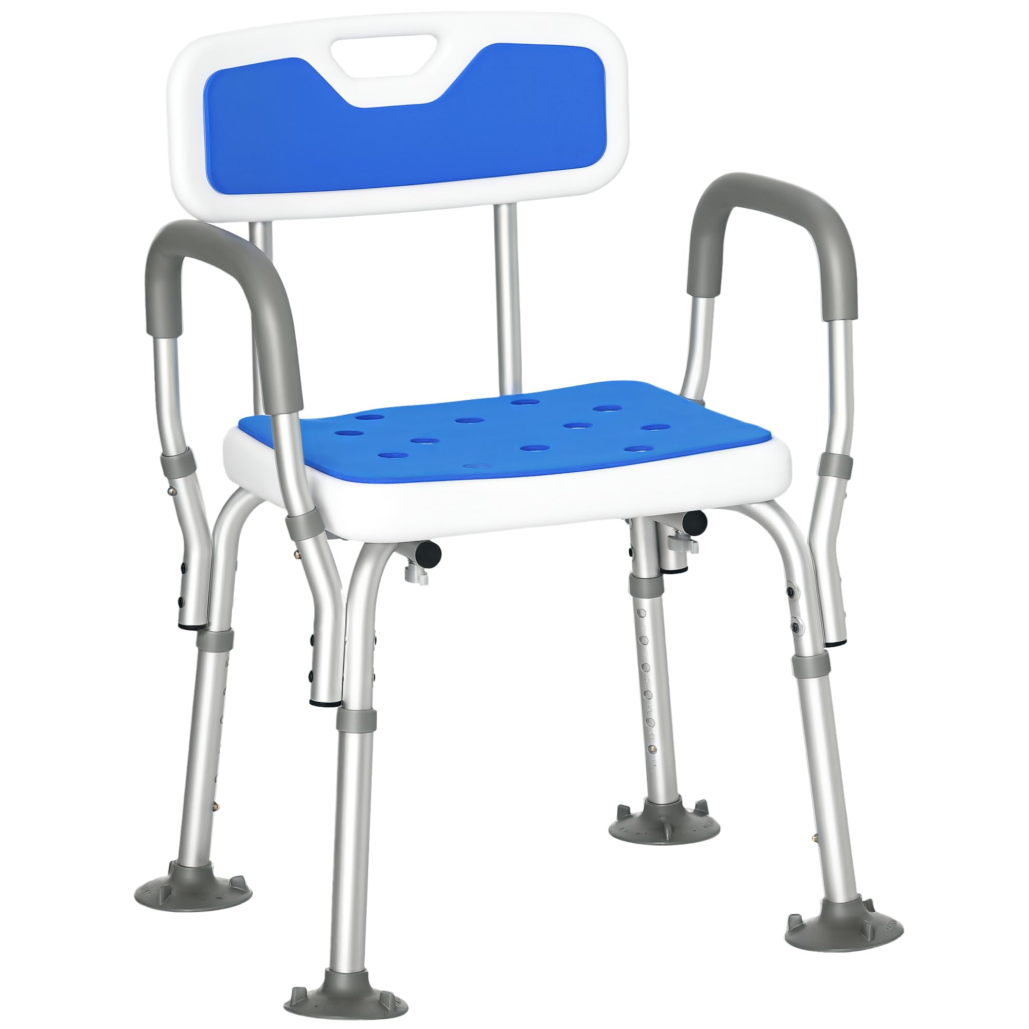 Homcom Padded Shower Chair for Elderly and Disabled Height Adjustable Bath