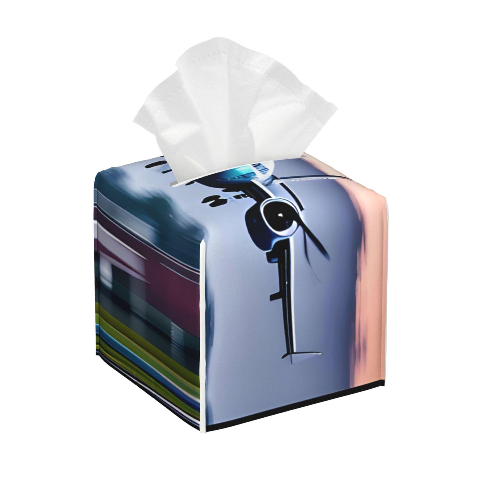 Fly Airplane Leather Tissue Box Cover â€ Concealing Tissue Holder for Toilet, Living Room, Table Desk, Office, Car